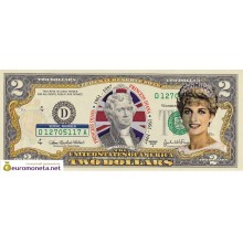 США 2 доллара Принцесса Диана 1961-1997 цветные фотопечать оригинал