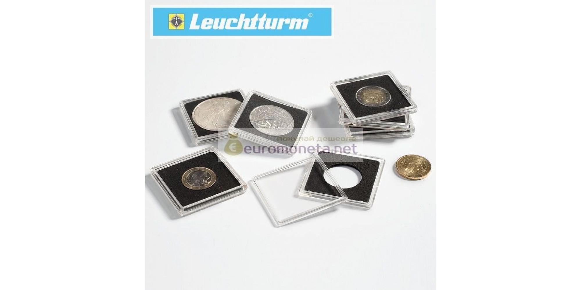 Капсула для монет квадратная QUADRUM 20 мм Leuchtturm Германия 50х50