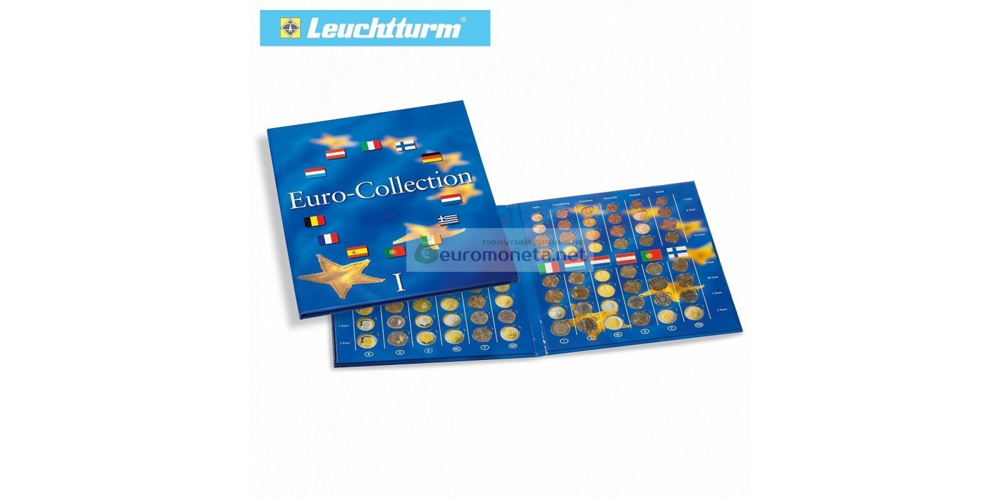 Leuchtturm Альбом для монет PRESSO, евро Коллекция для 12 первых комплектов монет евро, выпуск 1