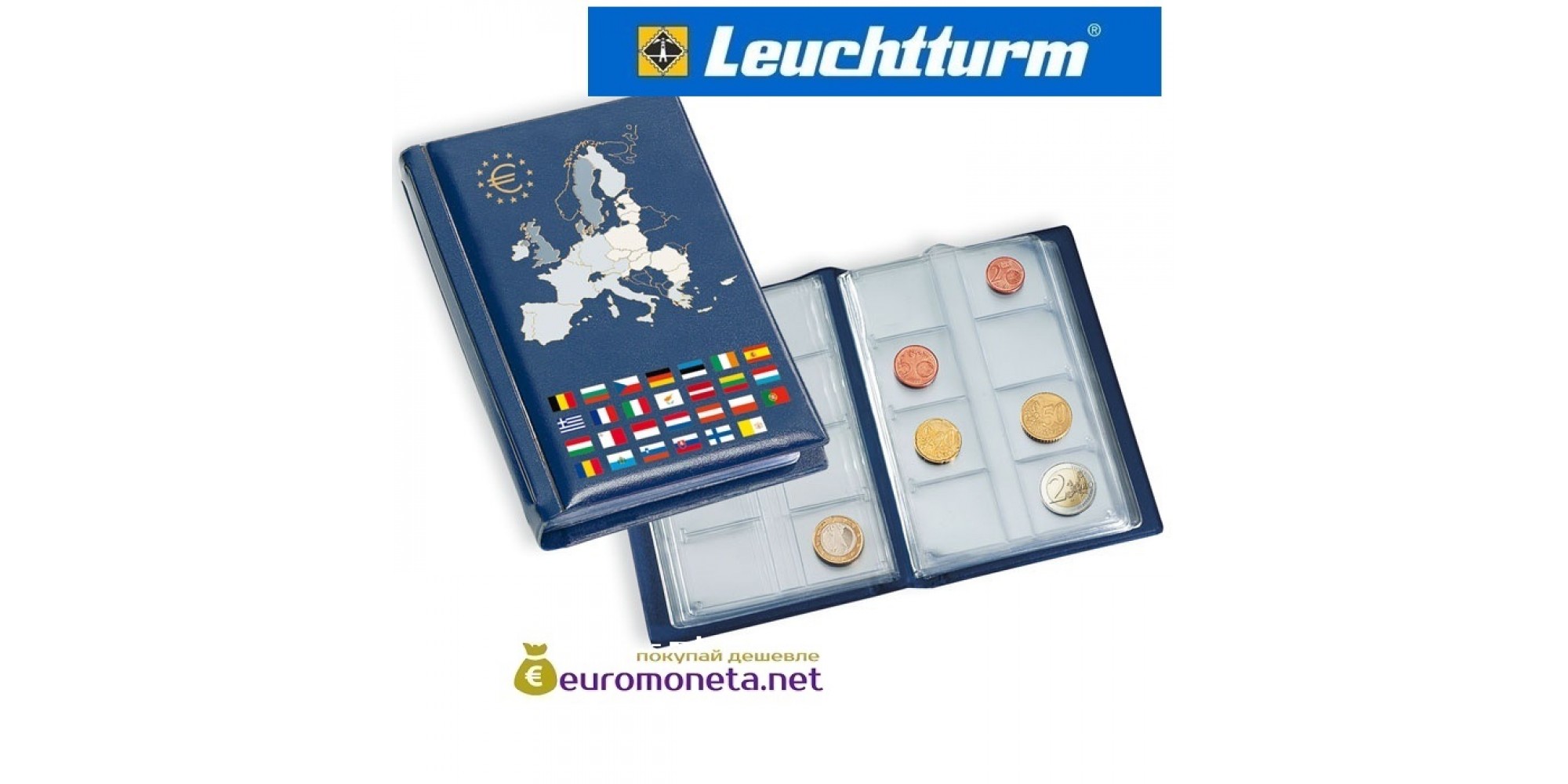 Leuchtturm Альбом для монет 12 листов для 12 евро наборов монет