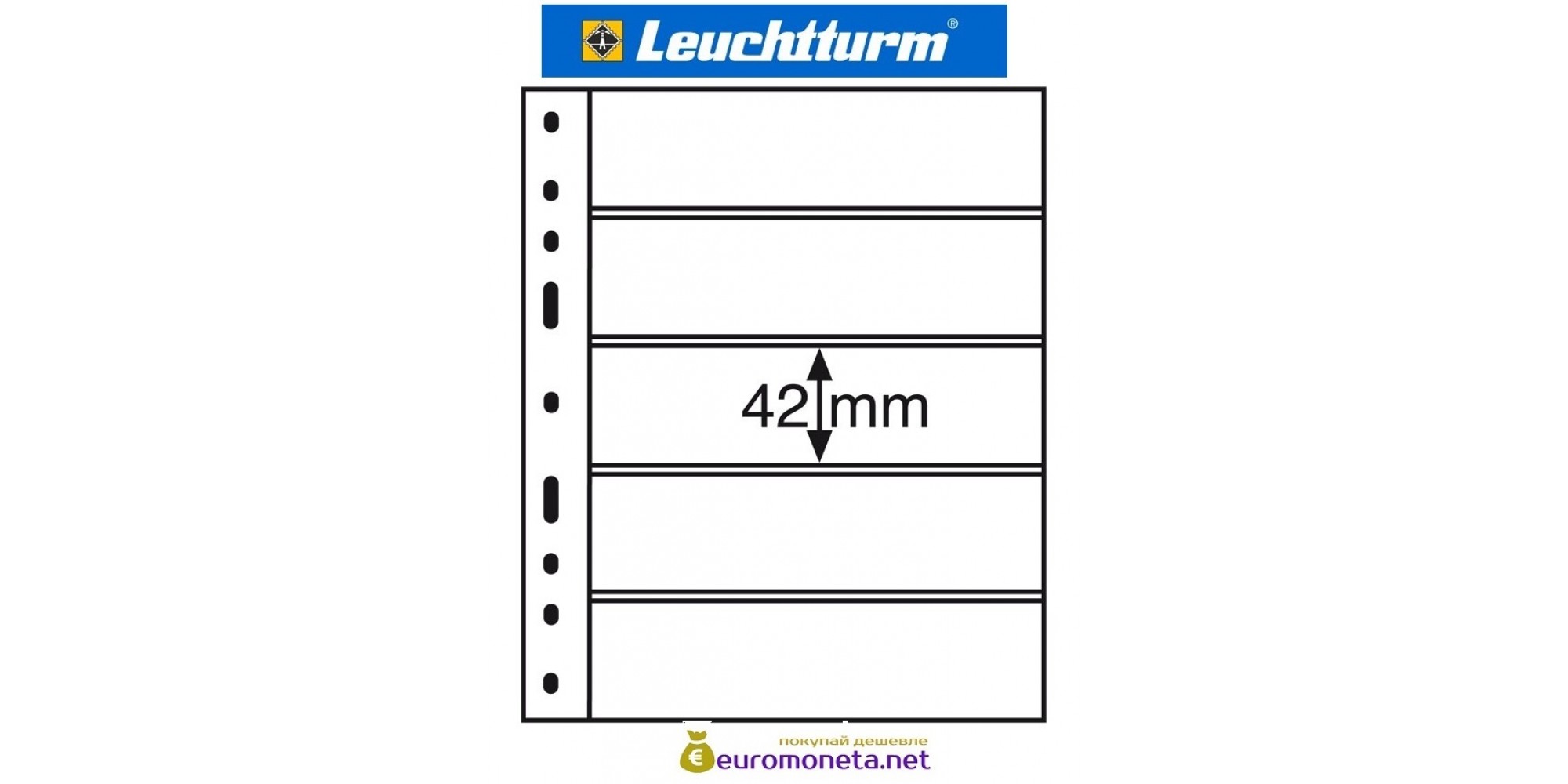 Германия Leuchtturm OPTIMA 5S лист чёрный для банкнот, 10 ячеек