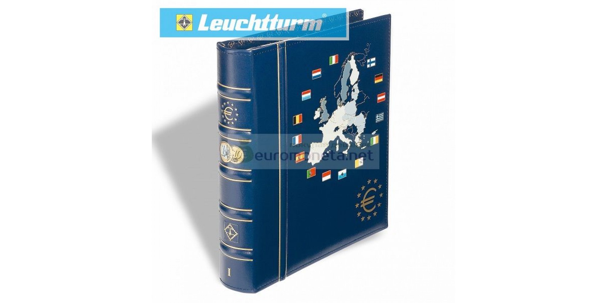 Leuchtturm Альбом VISTA для монет евро том 1 "Новые члены", вкл. футляр, синий, Германия
