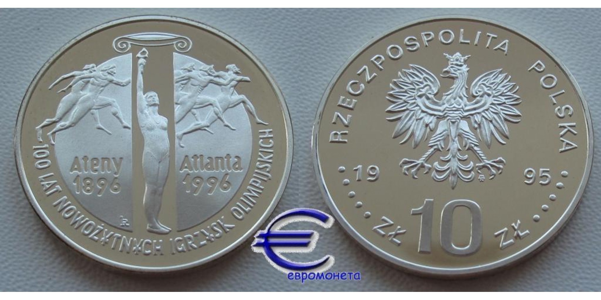 Польша 10 злотых 1995 Атланта 1996 ПРУФ proof серебро