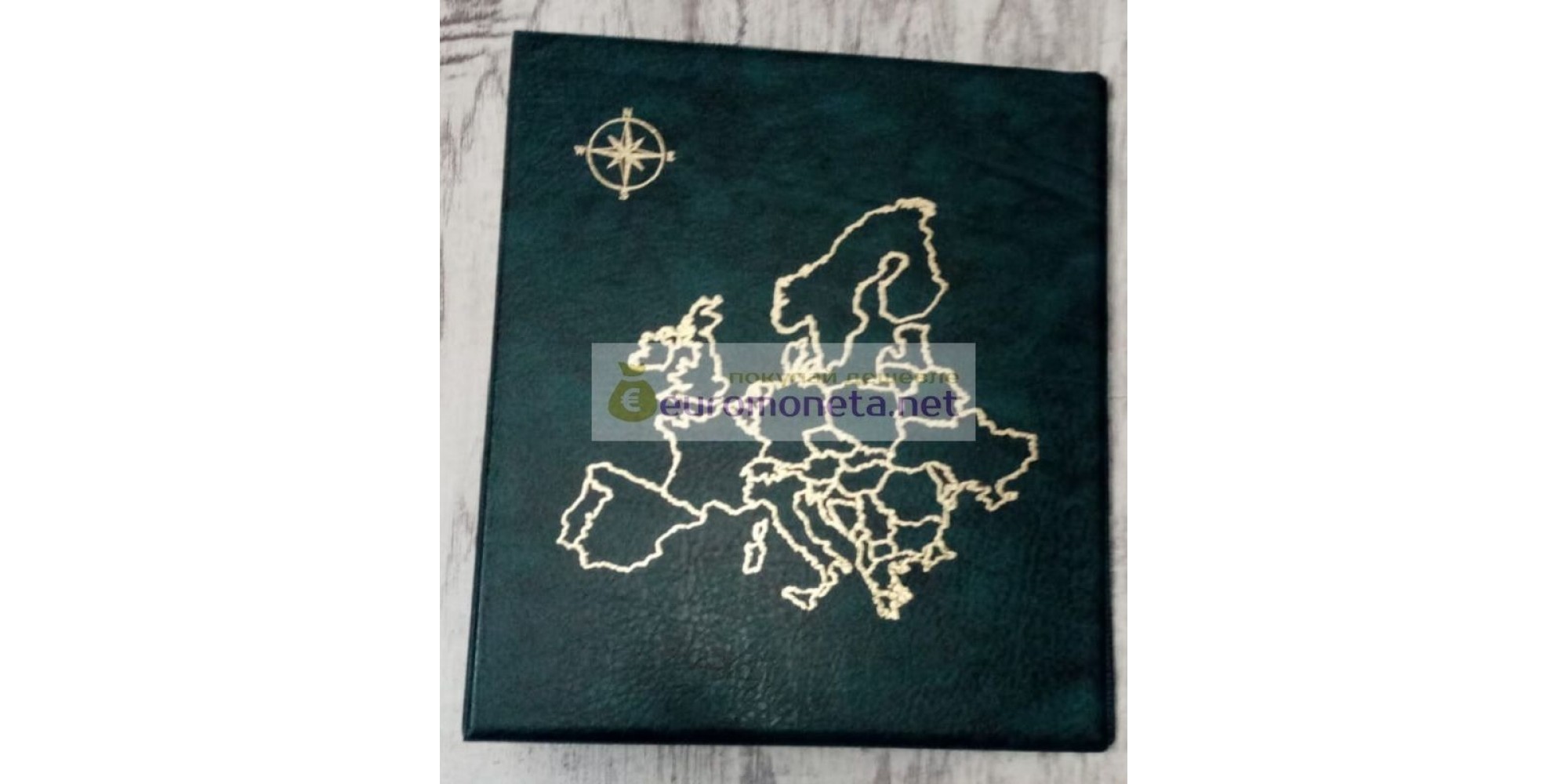 Альбом карта Европы сегрегатор Optima с кольцевым механизмом, зелёный, искусственная кожа, корешок 40 мм, пр-во Россия