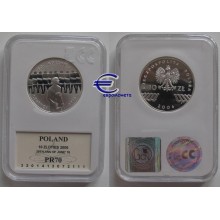 Польша 10 злотых 2006 год 30-летие 76-го июня пруф слаб серебро PR70