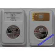 Польша 10 злотых 2009 год 180 лет Центральному Банку Польши серебро слаб грейдинг PCG PR70