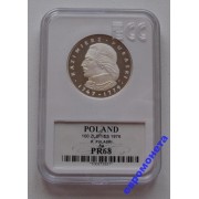 Польша 100 злотых 1976 год Казимир Пулавский серебро пруф слаб GCN PR68