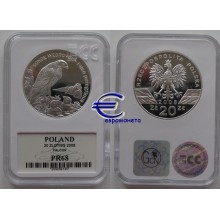 Польша 20 злотых 2008 Сапсан (лат. Falco Peregrinus ) слаб PR68 серебро