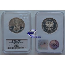 Польша 1000 злотых 1987 год серебро пробные слаб PR69