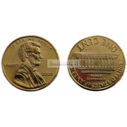 США цент 2008 год покрытие золото 24К АЦ UNC