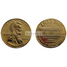 США цент 2008 год покрытие золото 24К АЦ UNC