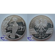 Польша 20 злотых 2000 год пруф Удод Дудек серебро