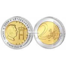 Люксембург 2 евро 2004 год Монограмма Великого Герцога Люксембурга Анри, биметалл АЦ из ролла
