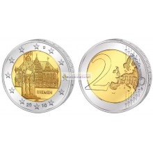 Германия 2 евро 2010 год Бремен, монетный двор D. АЦ из ролла Германия 2 евро 2010 год Бремен, монетный двор D. АЦ из ролла