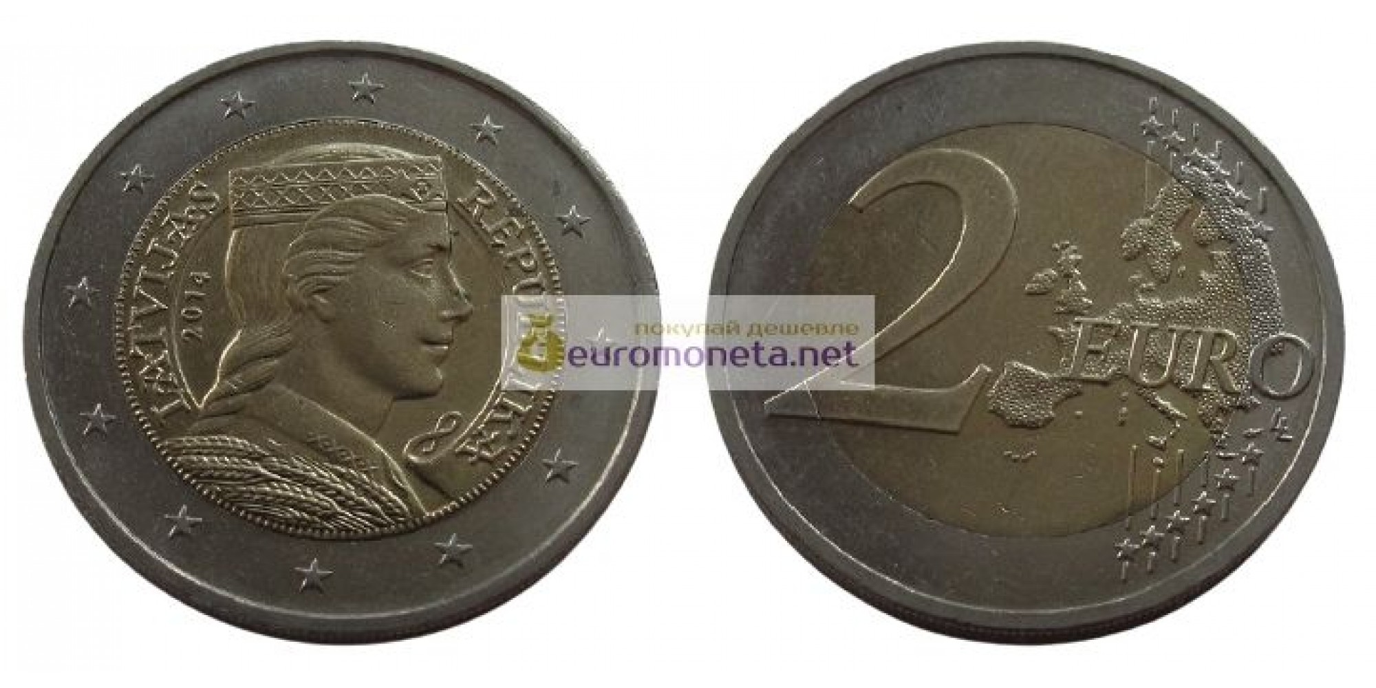 Latvijas Republika 2 Euro 2014 Wert Латвия 2 евро 2014 цена, каталог монет стоимость монет Латвии