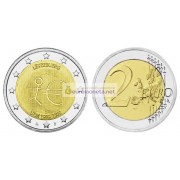 Люксембург 2 евро 2009 год 10 лет Экономическому и валютному союзу, биметалл АЦ из ролла
