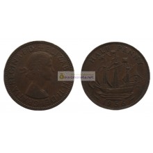 Великобритания 1/2 пенни (полпенни) 1956 год. Королева Елизавета II