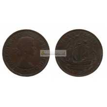 Великобритания 1/2 пенни (полпенни) 1955 год. Королева Елизавета II
