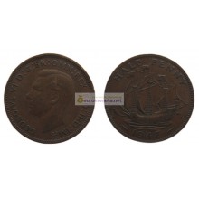 Великобритания 1/2 пенни (полпенни) 1947 год. Король Георг VI