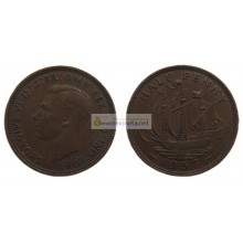Великобритания 1/2 пенни (полпенни) 1937 год. Король Георг VI