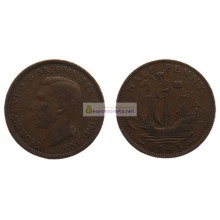 Великобритания 1/2 пенни (полпенни) 1943 год. Король Георг VI