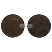 Великобритания 1/2 пенни (полпенни) 1943 год. Король Георг VI