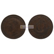 Великобритания 1/2 пенни (полпенни) 1945 год. Король Георг VI