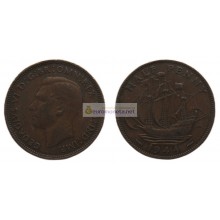 Великобритания 1/2 пенни (полпенни) 1944 год. Король Георг VI