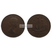 Великобритания 1/2 пенни (полпенни) 1956 год. Королева Елизавета II