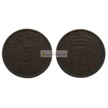 Норвегия 5 эре 1953 год Король Хокон VII Норвегия 5 эре 1953 год Король Хокон VII
