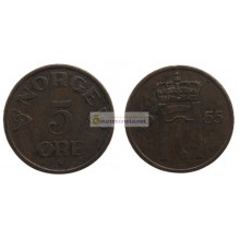 Норвегия 5 эре 1955 год Король Хокон VII