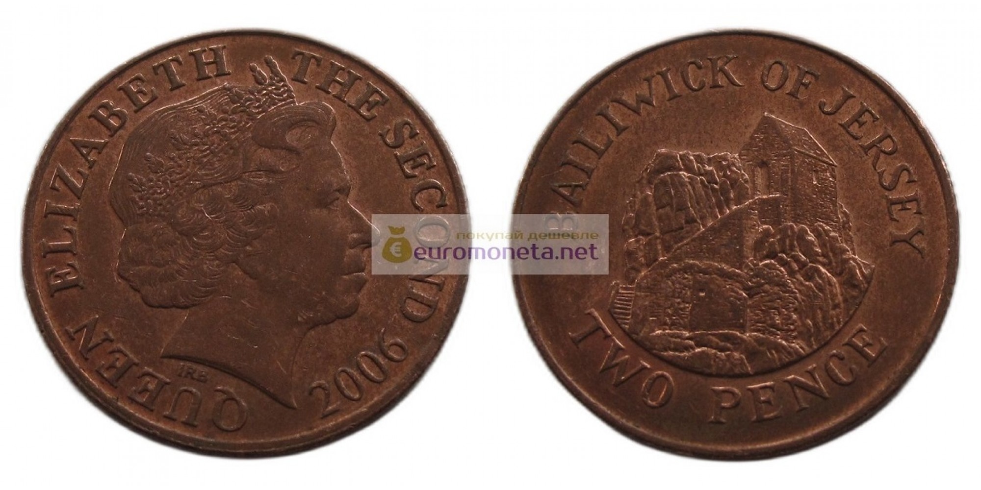 Джерси (Джерсийский фунт (десятичный)) 2 пенса 2006 год. Королева Елизавета II