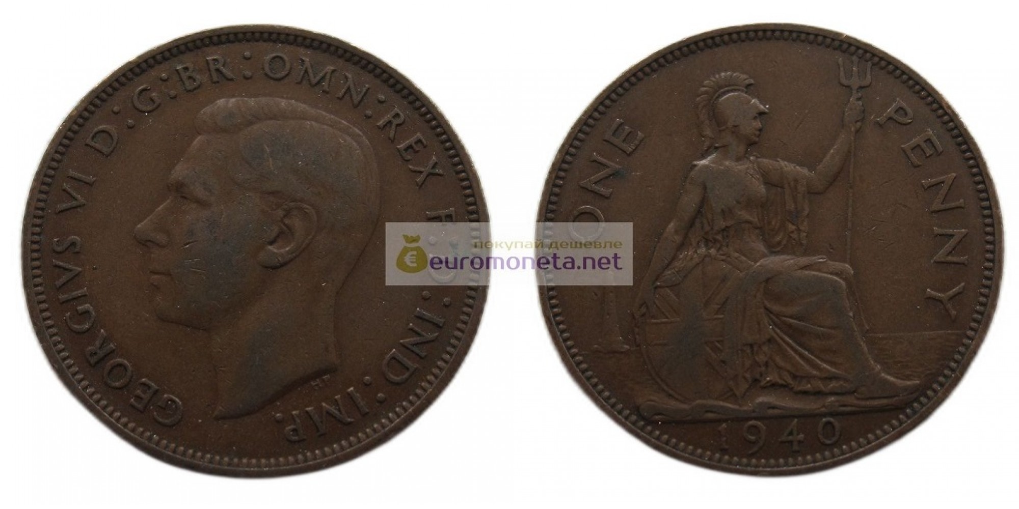 Великобритания 1 пенни 1940 год. Король Георг VI