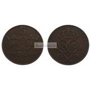 Швеция 5 эре 1933 год (бронза) Король Густав V