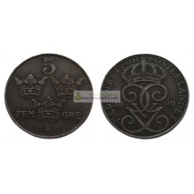 Швеция 5 эре 1949 год Король Густав V
