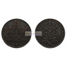 Швеция 5 эре 1944 год Король Густав V