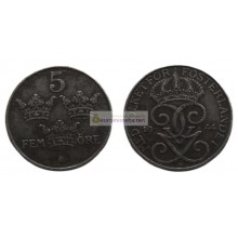 Швеция 5 эре 1944 год Король Густав V