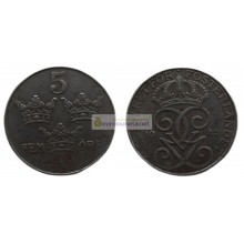 Швеция 5 эре 1942 год Король Густав V