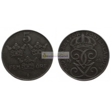 Швеция 5 эре 1942 год Король Густав V