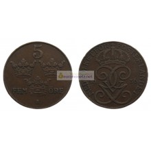Швеция 5 эре 1936 год (бронза) Король Густав V