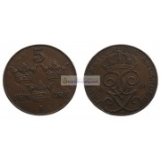 Швеция 5 эре 1928 год (бронза) Король Густав V