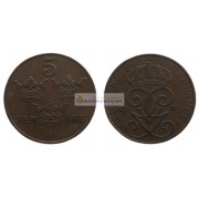 Швеция 5 эре 1929 год (бронза) Король Густав V