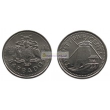 Барбадос 25 центов 2011 год. Королева Елизавета II
