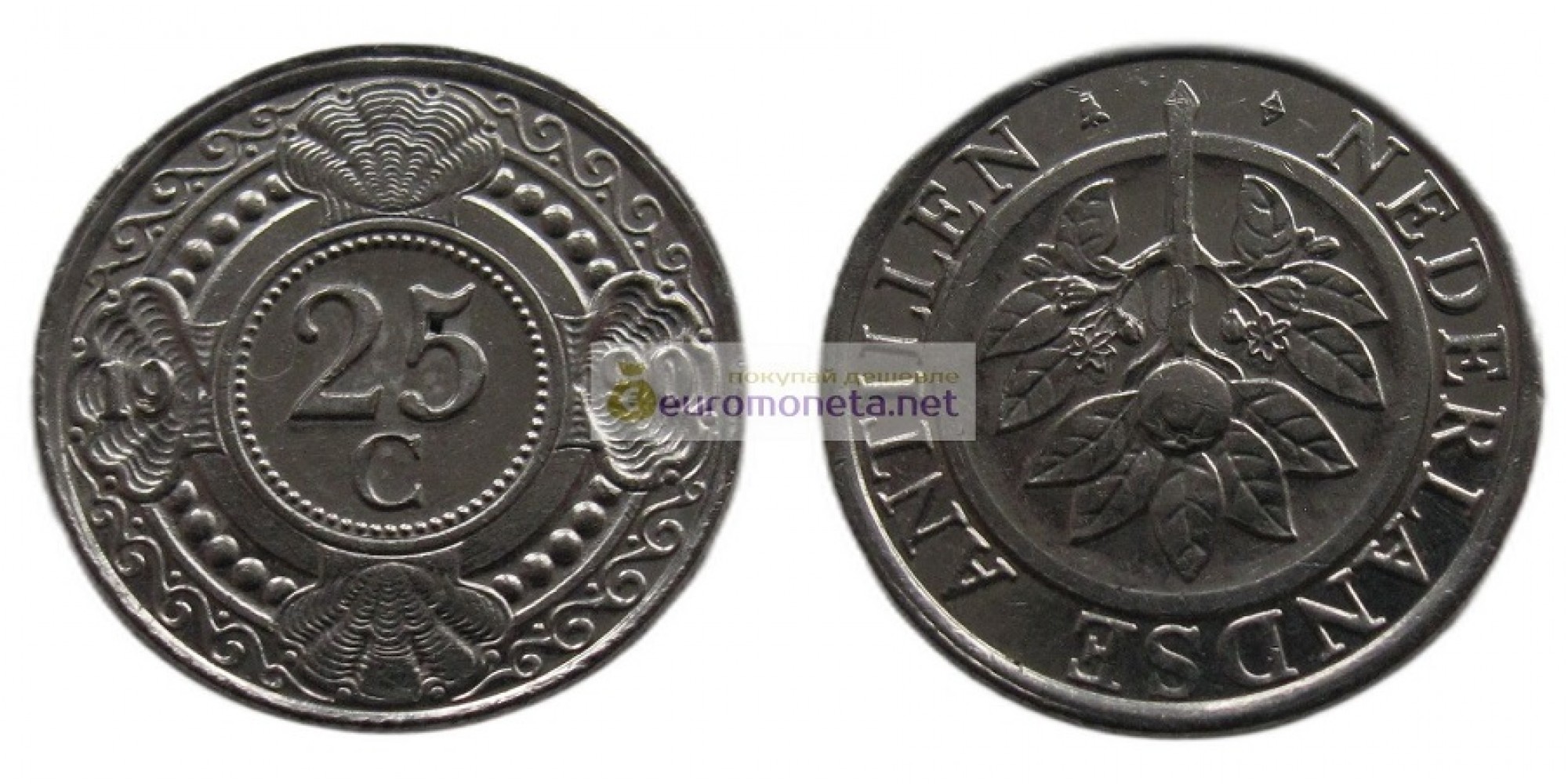 Нидерландские Антильские острова 25 центов 1990 год