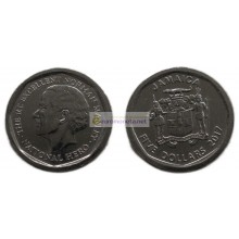 Ямайка 5 долларов 2017 год. Елизавета II