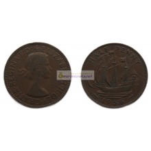 Великобритания 1/2 пенни (полпенни) 1956 год. Королева Елизавета II