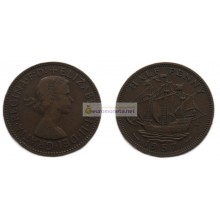 Великобритания 1/2 пенни (полпенни) 1957 год. Королева Елизавета II