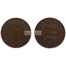 Гернси 2 новых пенса 1971 год. Королева Елизавета II