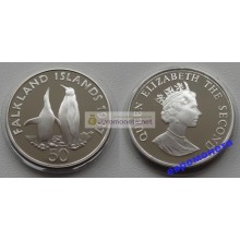 Фолклендские острова 50 пенсов 1987 год королевские пингвины серебро пруф