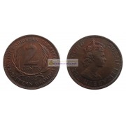 Восточные Карибы 2 цента 1965 год. Королева Елизавета II
